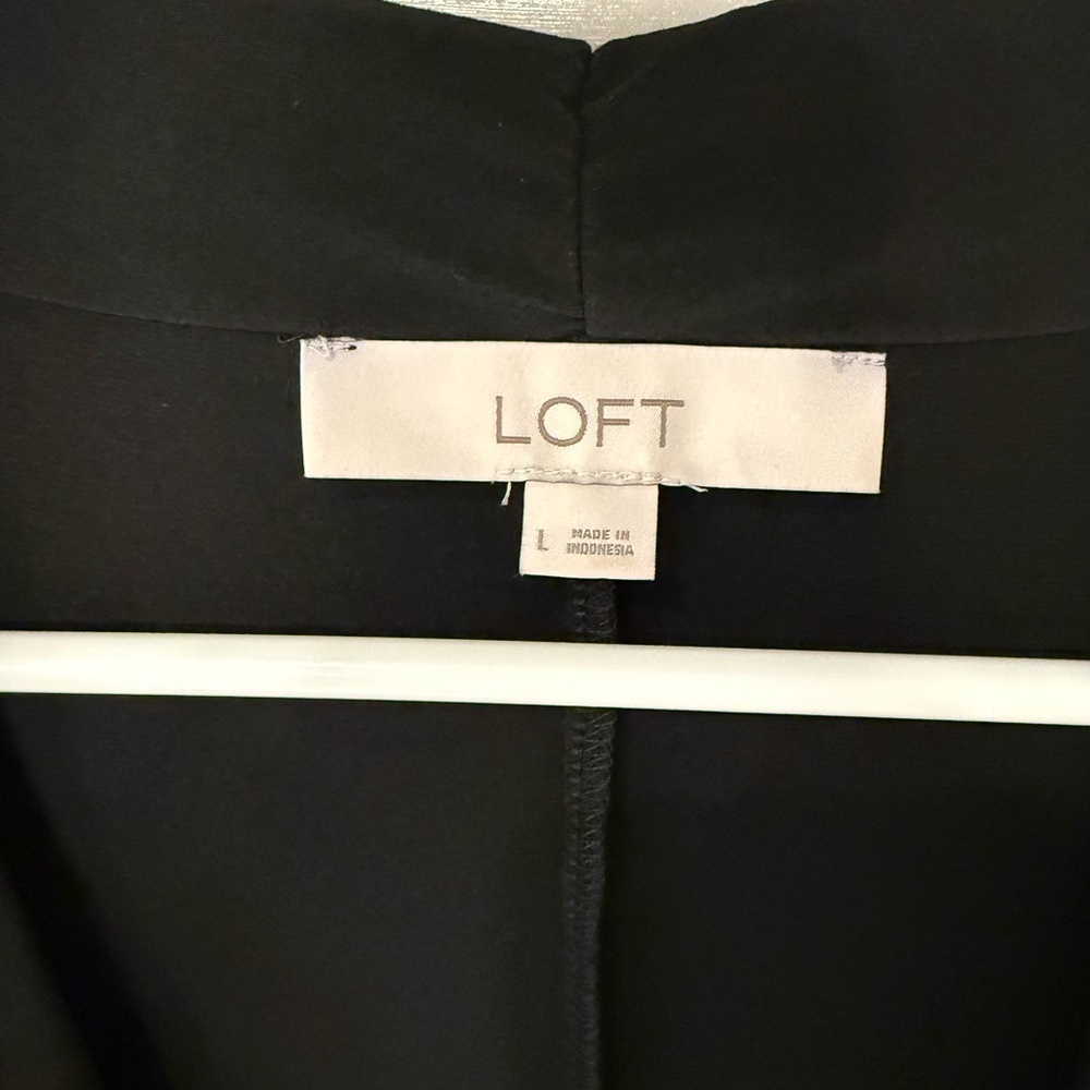 LOFT Black Faux Wrap Career Casual Work Dress L - Picture 3 of 9